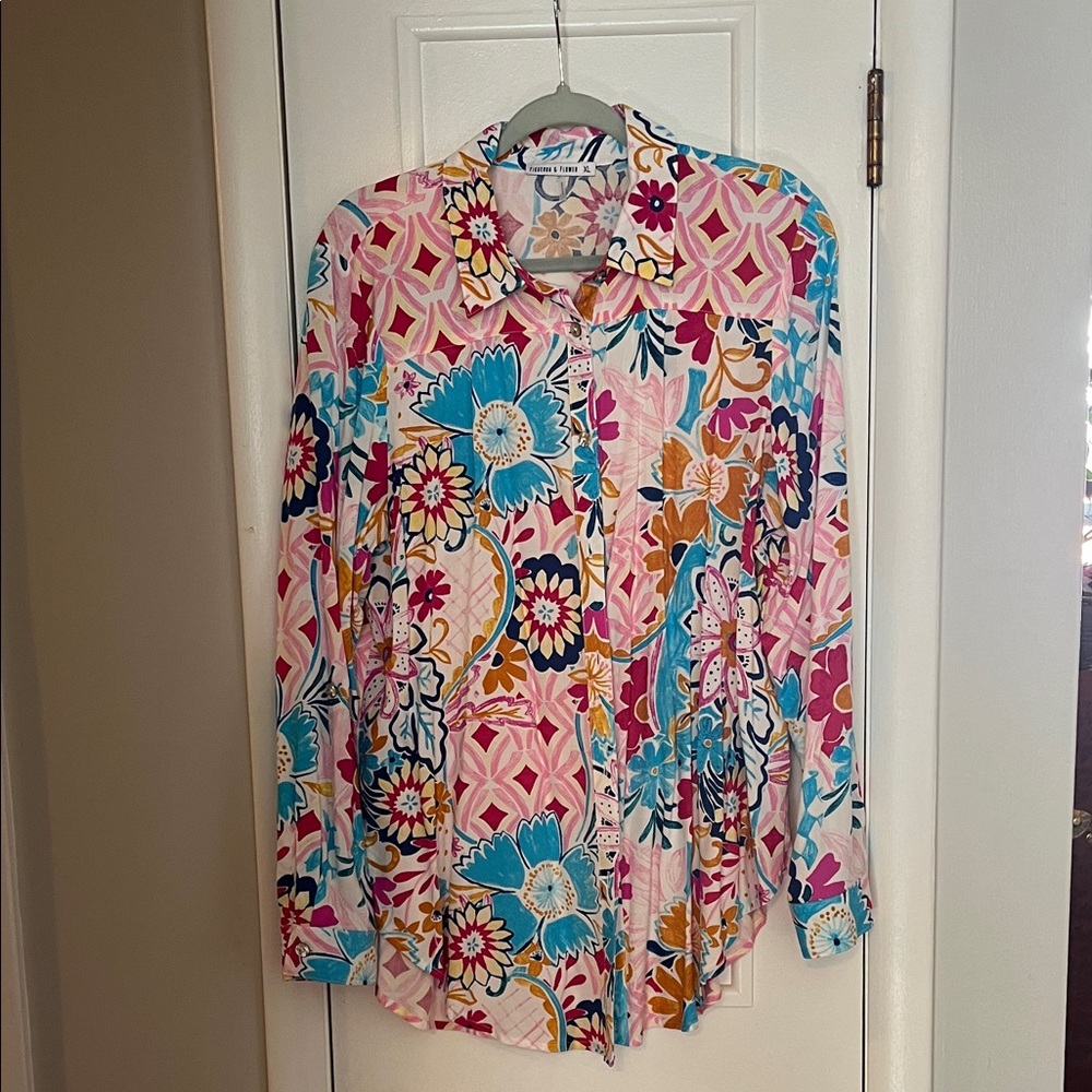 Floral Button Down Shirt - Multicolor